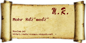 Mohr Rómeó névjegykártya